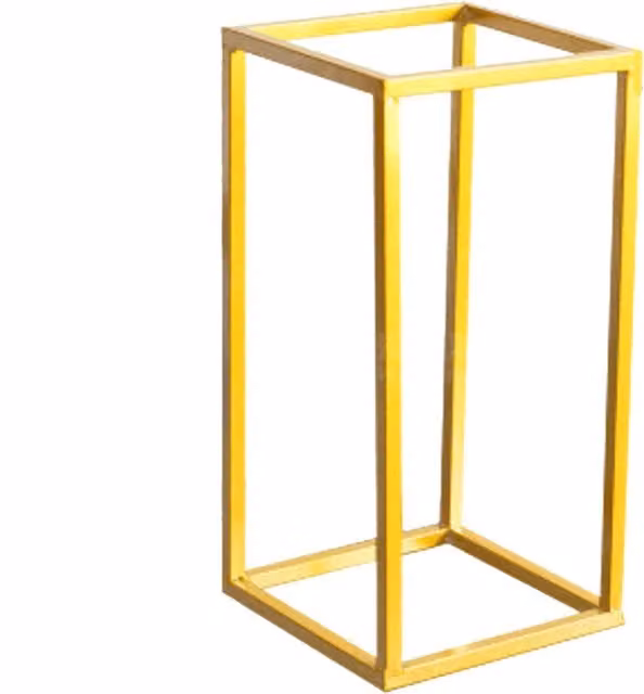 Kidkid Gold Metal Rectangular Flower Stand Pedestal for Wedding and Party Decor, Height: 40 cm