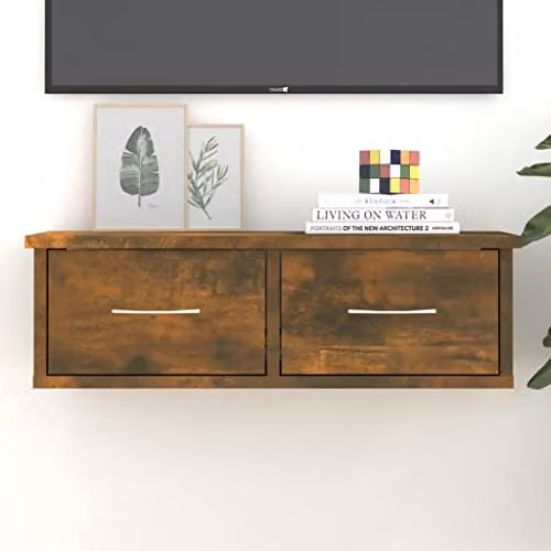 vidaXL Wall Cabinet in Smoked Oak, W: 60 cm, D: 26 cm, H: 18.5 cm – 2
