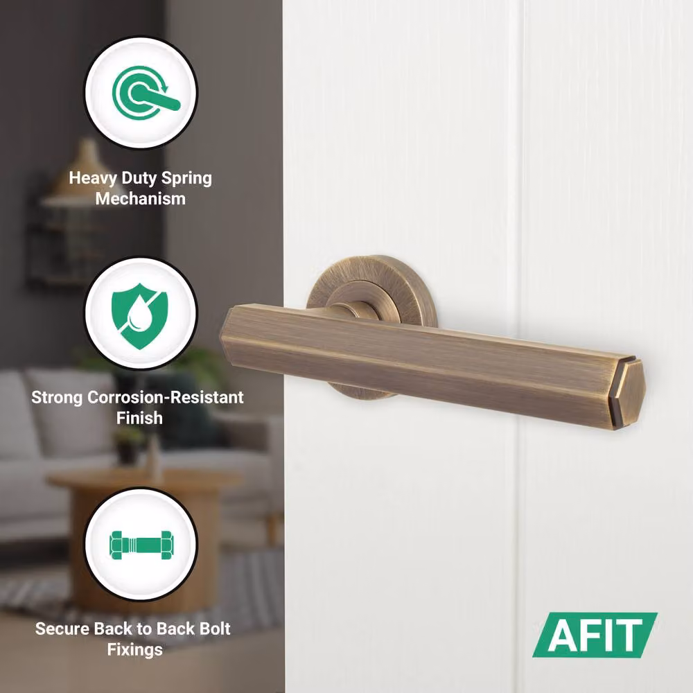 AFIT Antique Brass Door Handle Latch Set in Bronze – 2