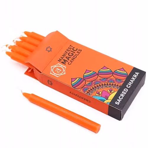 KDMD Manifest Magic Orange Sacred Chakra Taper Candles, Pack of 12 – 3