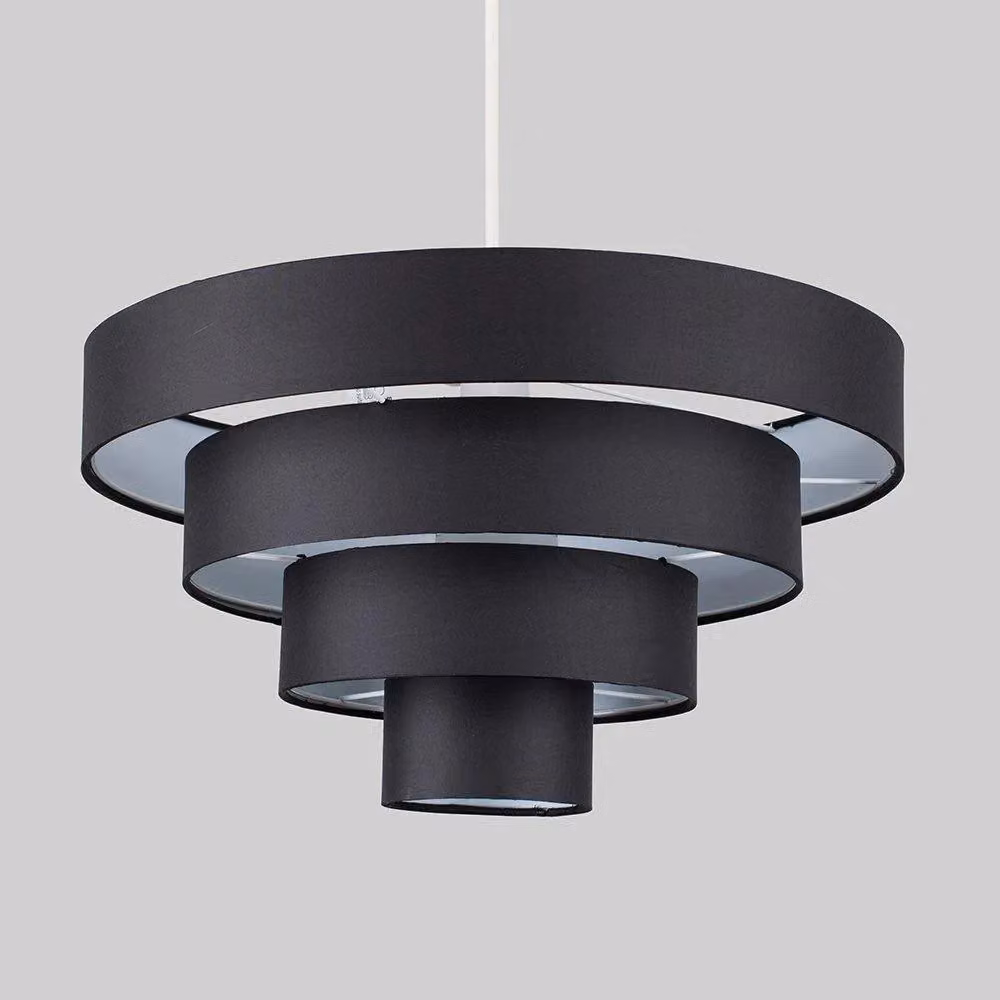 MiniSun Set of 2 Modern Black Fabric Cylinder Ceiling Pendant Light Shades, Shade Width: 40 cm – 2