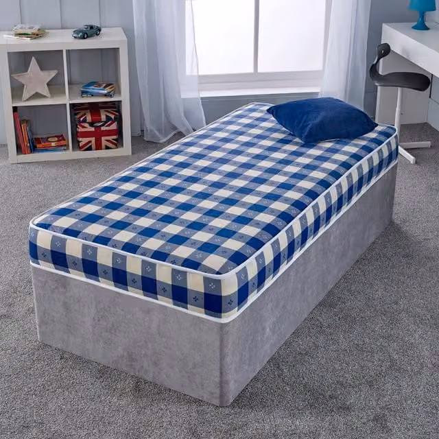 eXtreme Comfort Ltd Blue Check Lux Budget Kids Mattress, Small Single, W/D/H: 80 x 190 cm