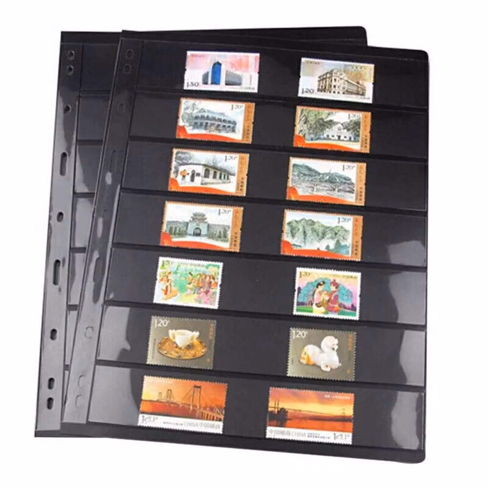 Kelvenix 10 Pack Double Sided Black Stamp Album Stock Pages, 500mm – 2