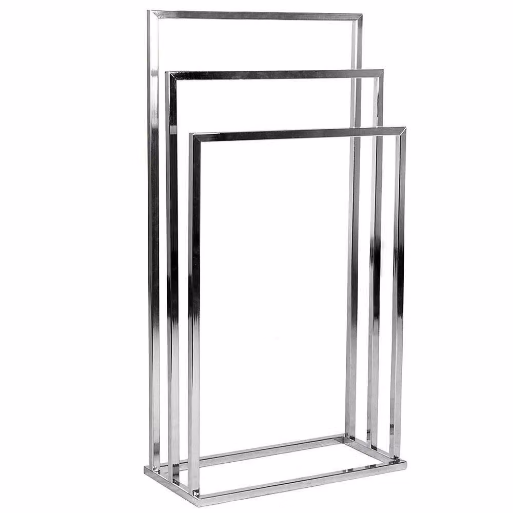 FORGEVIO 3 Tier Stainless Steel Freestanding Square Towel Rail Holder in Silver – 2