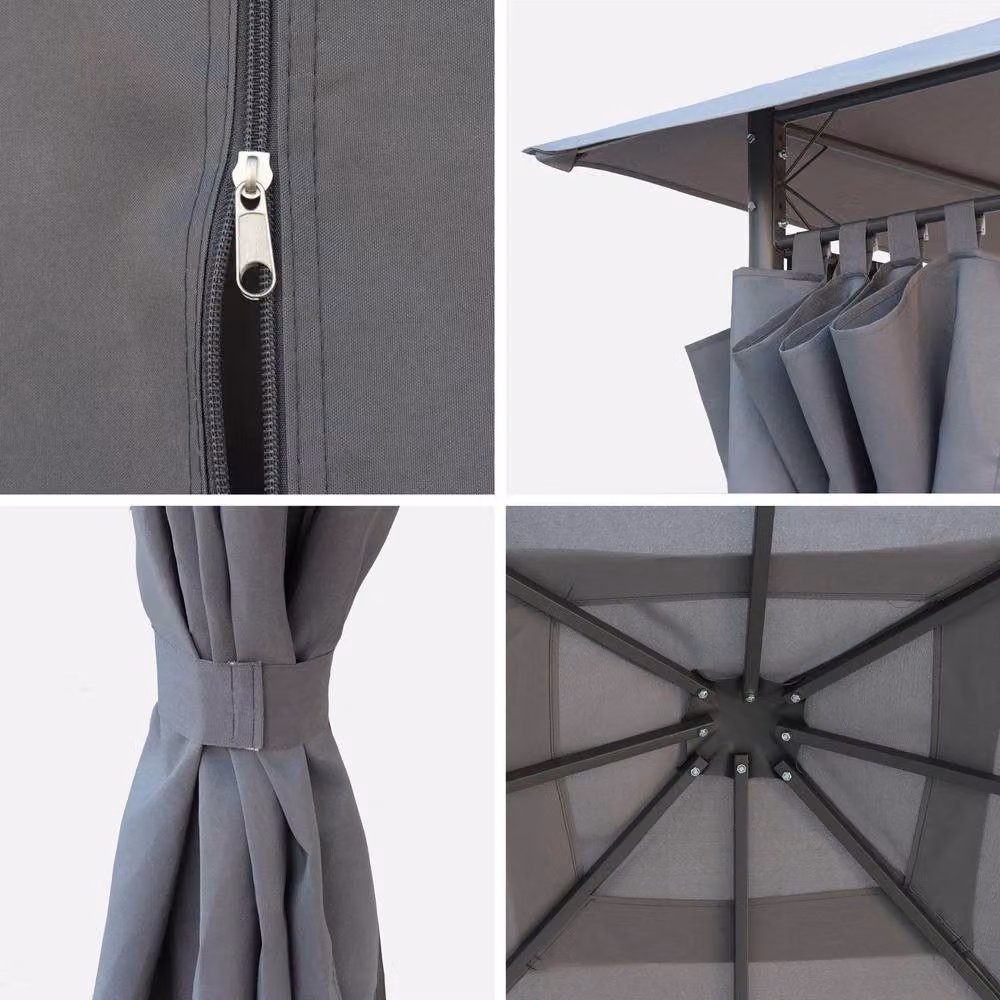 sweeek Heavy Duty Gable Gazebo with Curtains in Grey, W/D/H: 300 x 300 x 262 cm – 3