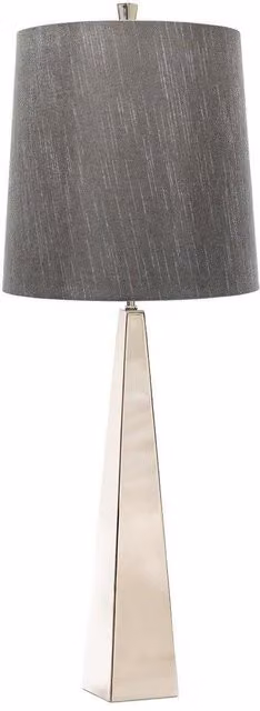 Netlighting Ascent Modern Table Lamp in Grey with Polished Nickel and Fabric Shade, E27