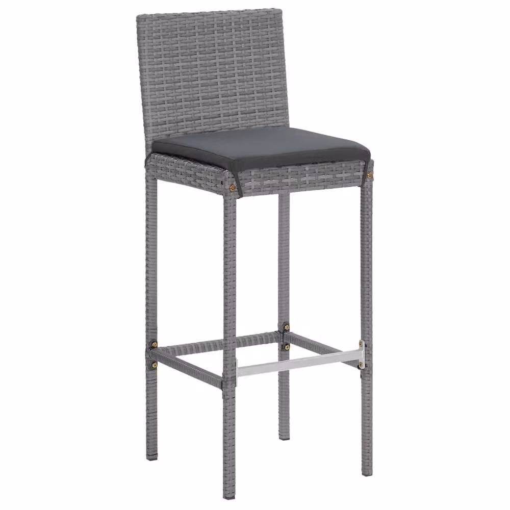Berkfield Home 5 Piece Grey Poly Rattan Garden Bar Set with Cushions – 3