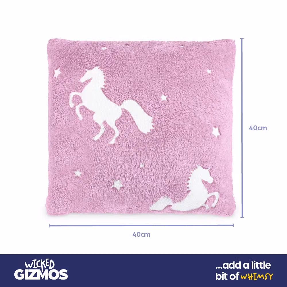 Wicked Gizmos Unicorn Glow in the Dark Pink Fleece Cushion – 6