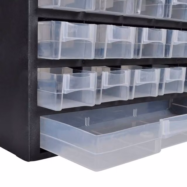 Berkfield Home 41-Drawer Plastic Storage Cabinet Tool Box, 2 Pack, Black and Transparent, Wall Mountable – 1