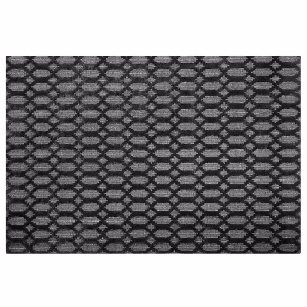 Wyld and Coco Grey Geometric Hand-Woven Viscose Rectangular Rug W: 140 cm, L: 200 cm – 2