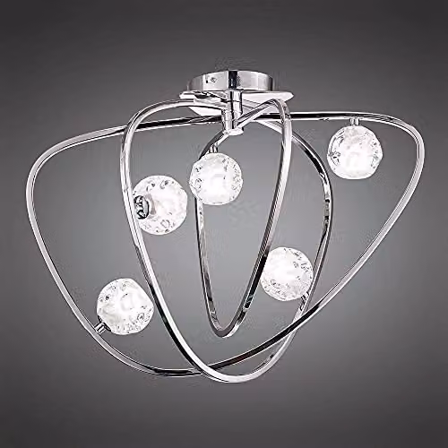 Netlighting Lux 5 Light Ceiling Lamp in Polished Chrome and Silver with Transparent Glass and G9 Bulbs – 2