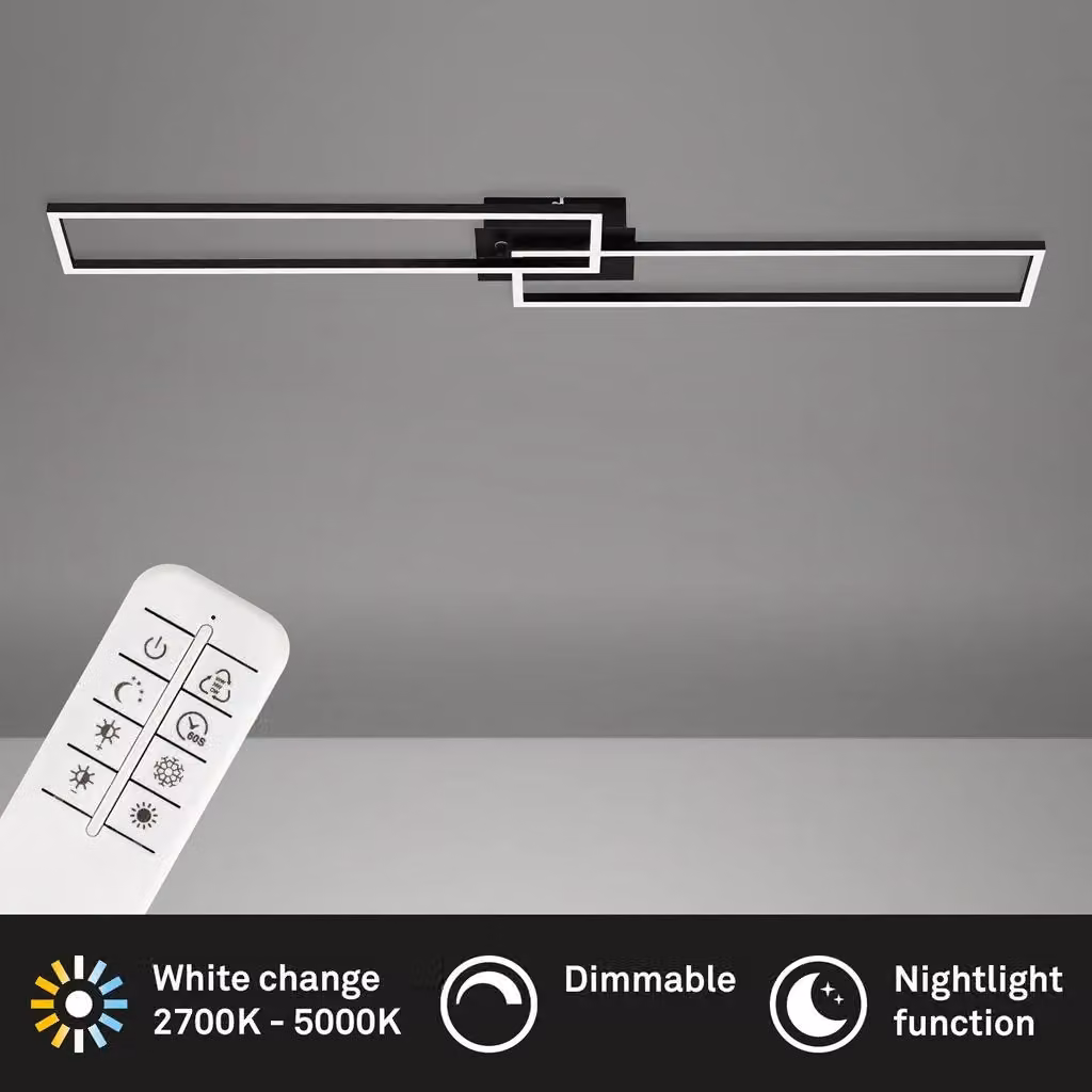 Briloner Black 36W CCT LED Rectangular Wall and Ceiling Light with Remote Control and Dimmer – 2