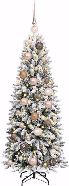 Berkfield Home Green Artificial Christmas Tree with 150 White LEDs, W/D/H: 53 x 53 x 120 cm – 1