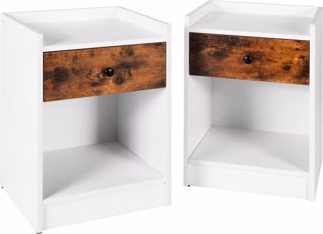 Set of 2 COSTWAY Modern White Wood Nightstands