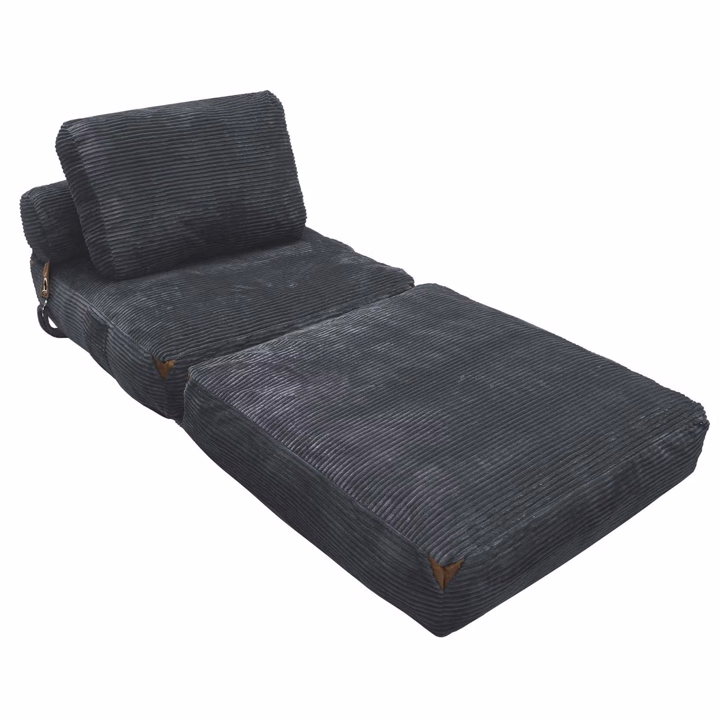 Aosom UK 3-in-1 Convertible Corduroy Floor Sofa Bed with Side Pockets, Grey, W/D/H: 86 x 87 x 40 cm – 8