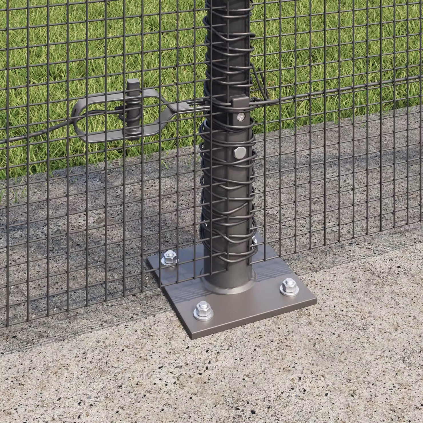 Berkfield Home Grey Steel Welded Wire Fence with 13 Flanged Posts – 3