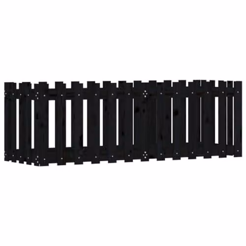 vidaXL Wooden Garden Raised Bed with Fence Design, Black, W: 150 cm, D: 50 cm, H: 50 cm – 1
