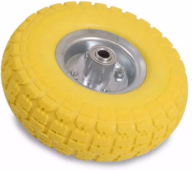 Nordara 2x 10 inch Solid Rubber Puncture Proof Trolley Spare Wheels in Yellow