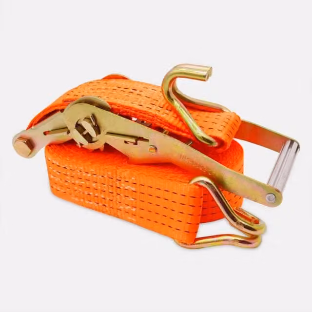 KDMD Heavy Duty 50mm Ratchet Tie Down Strap Set in Orange with Steel Hooks, 10m Length