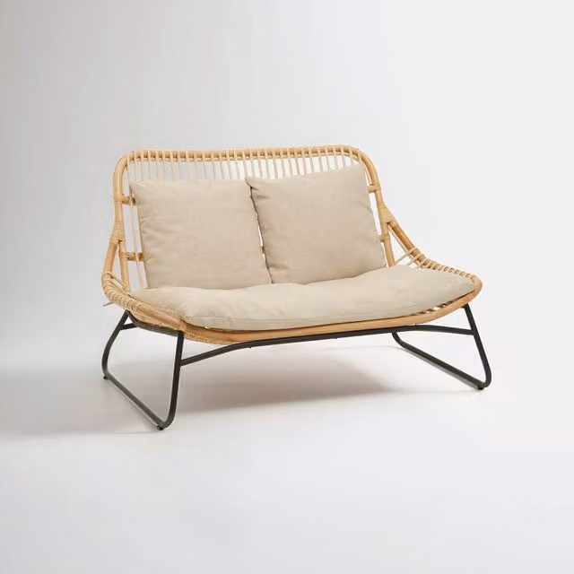 Orsina Boho Rattan 2 Seater Sofa in Brown – 1