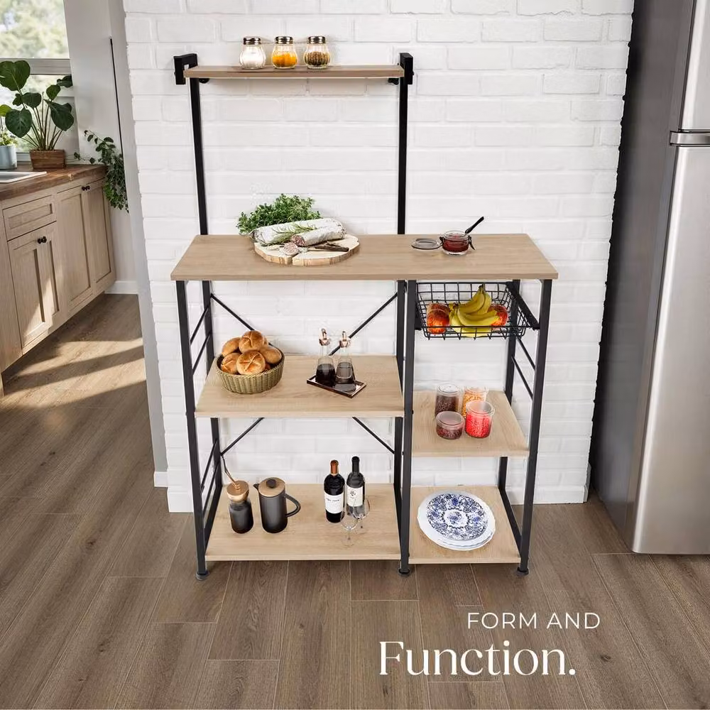 tectake Crawley Shelving Unit in Light Brown with Adjustable Shelves – 3