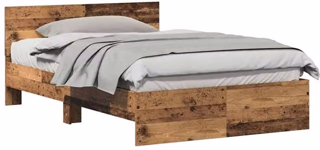 Berkfield Home Classic Solid Wood Bed Frame with Headboard in Brown, W/D/H: 120 x 190 cm – 1
