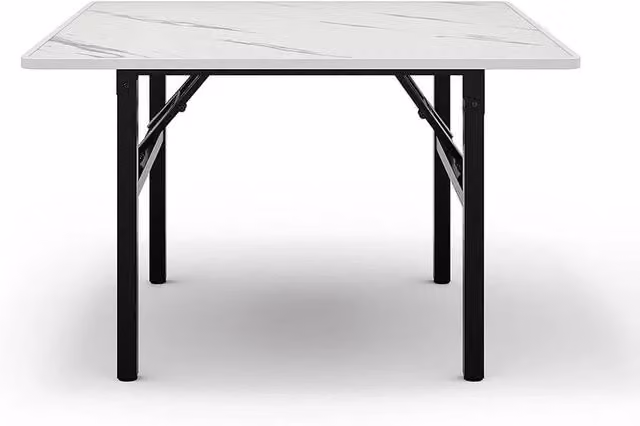 FORGEVIO White Foldable Square Dining Table, W: 80 cm, D: 80 cm, H: 51 cm
