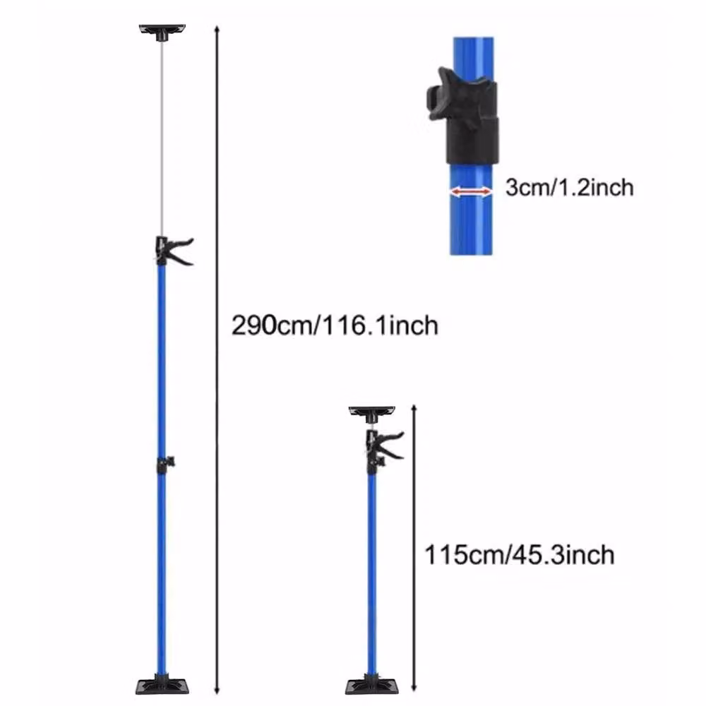 VOGREX 2-Piece Blue Metal Drywall Support Props for Ceiling Plasterboard, Adjustable 115-290 cm – 2