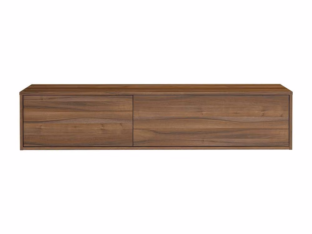 Vente-unique ISAURE II Wall-Mounted Vanity Unit in Walnut, Brown, W: 150 cm, D: 47 cm, H: 32 cm – 2