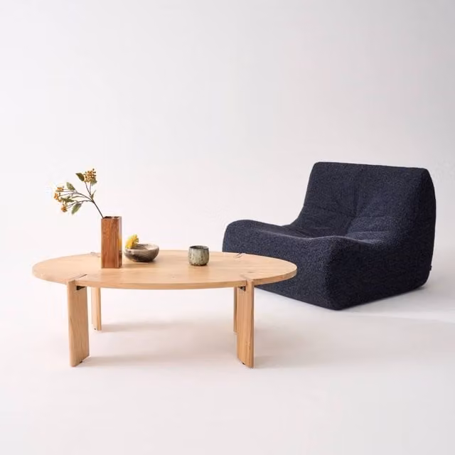 sweeek Solid Mango Wood Oval Coffee Table in Brown, W/D/H: 65 x 35 x 25 cm
