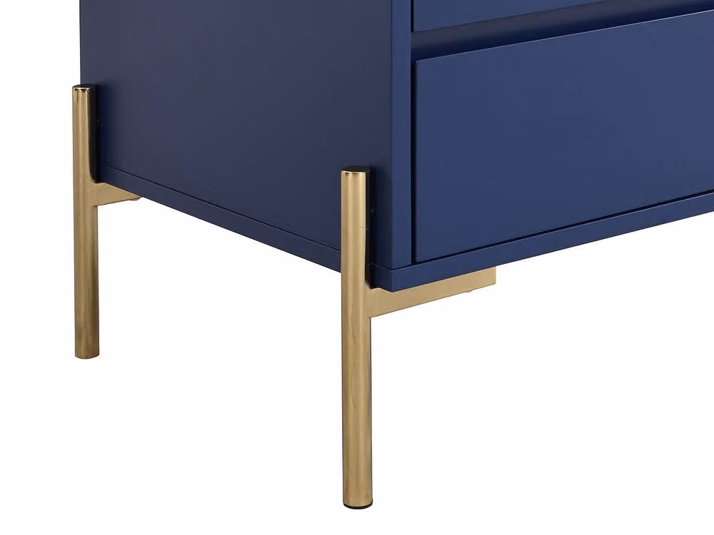 Vente-unique Set of 2 Blue Lacquered Bedside Tables with 2 Drawers, MDF and Metal – 4