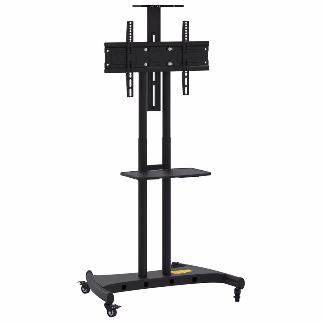 Berkfield Home Modern Metal TV Stand on Wheels in Black, Compatible with 32-70 Inch Screens, Max VESA 600x400 mm, 60 kg Capacity – 2