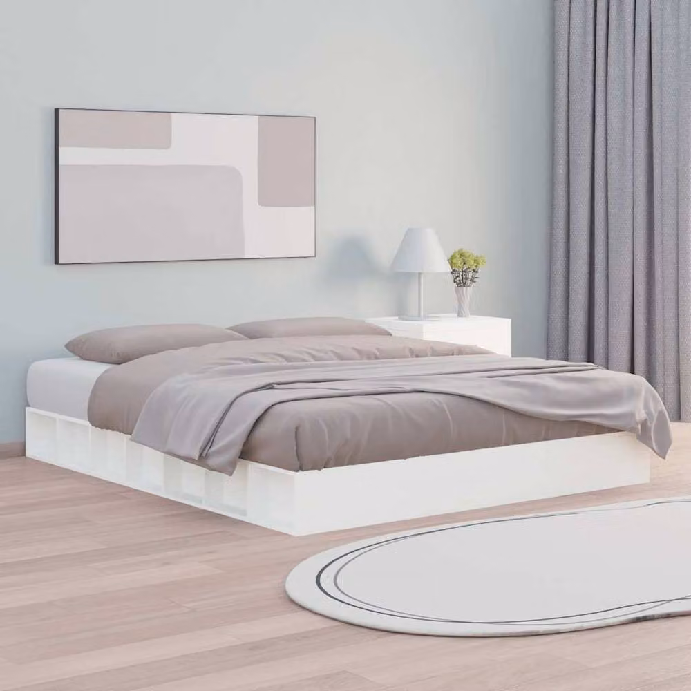 Berkfield Home White Solid Pine Wood Bed Frame W/D/H: 160 x 200 cm – 2