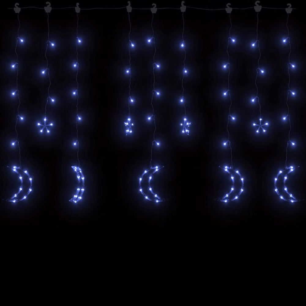 Berkfield Home Star and Moon Blue LED Fairy Light Curtain with Remote Control and 345 LEDs – 3