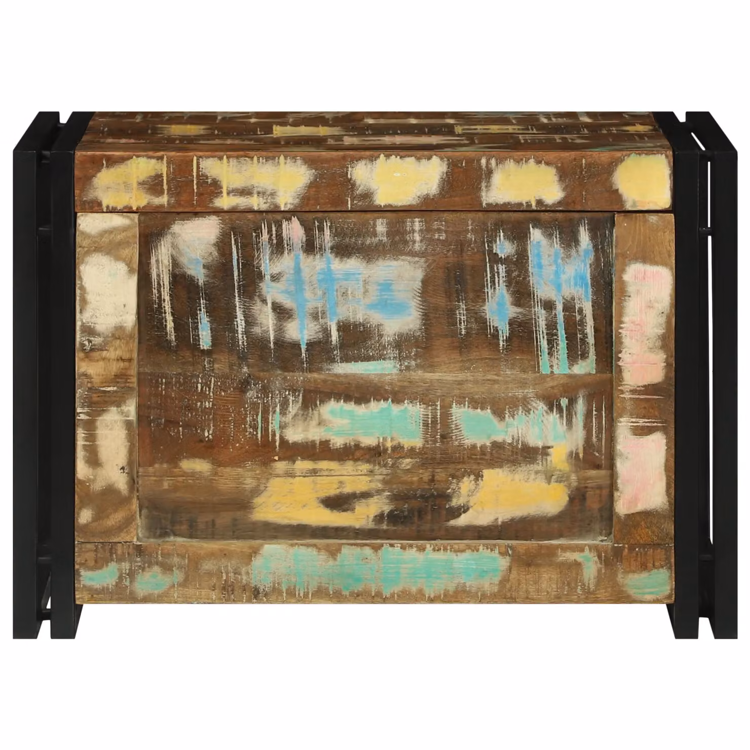 Berkfield Home Vintage Multicolour Storage Box in Solid Reclaimed Wood, W/D/H: 60 x 40 x 41 cm – 4