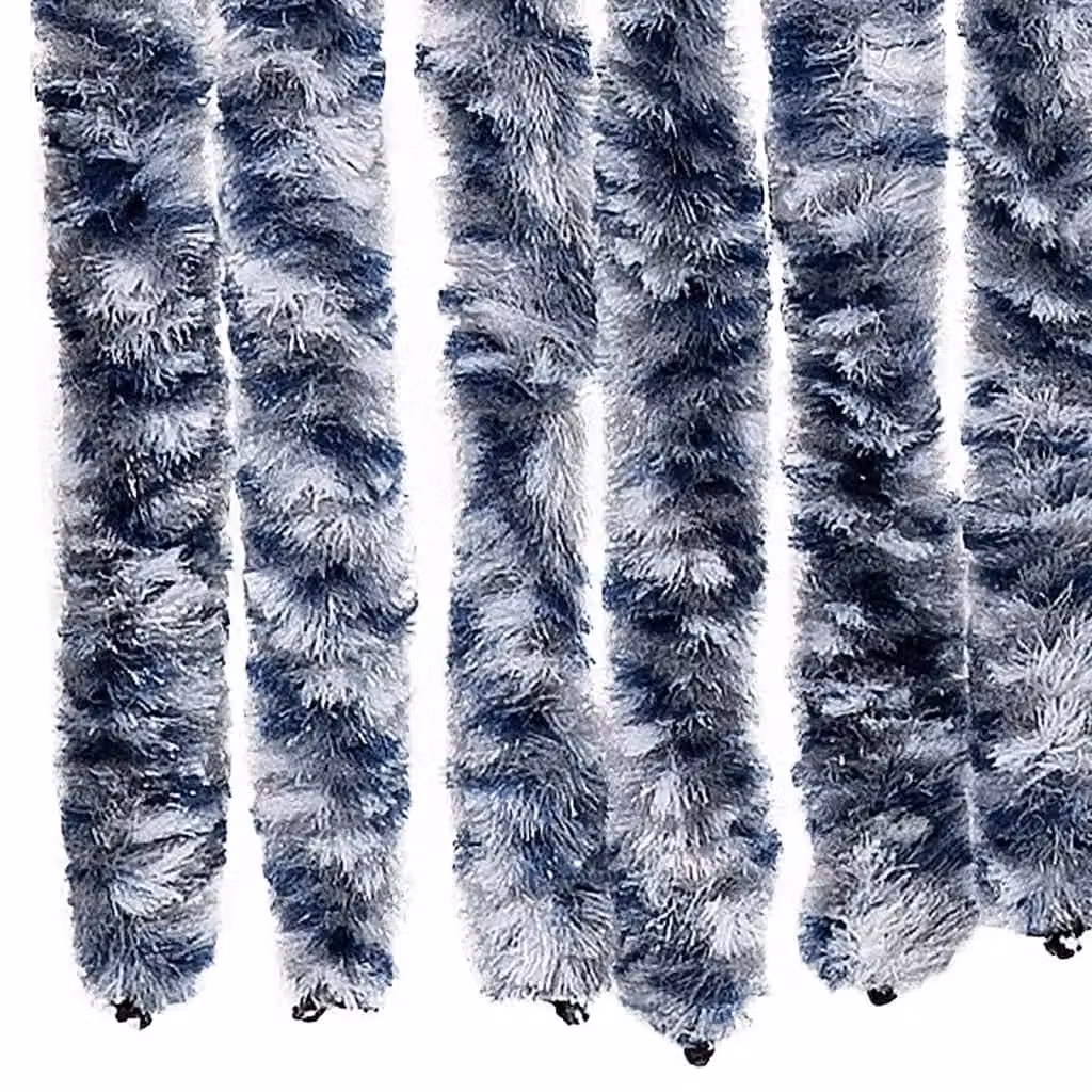 Berkfield Home Blue and White Striped Chenille Insect Curtain, W: 56 cm, H: 200 cm – 4