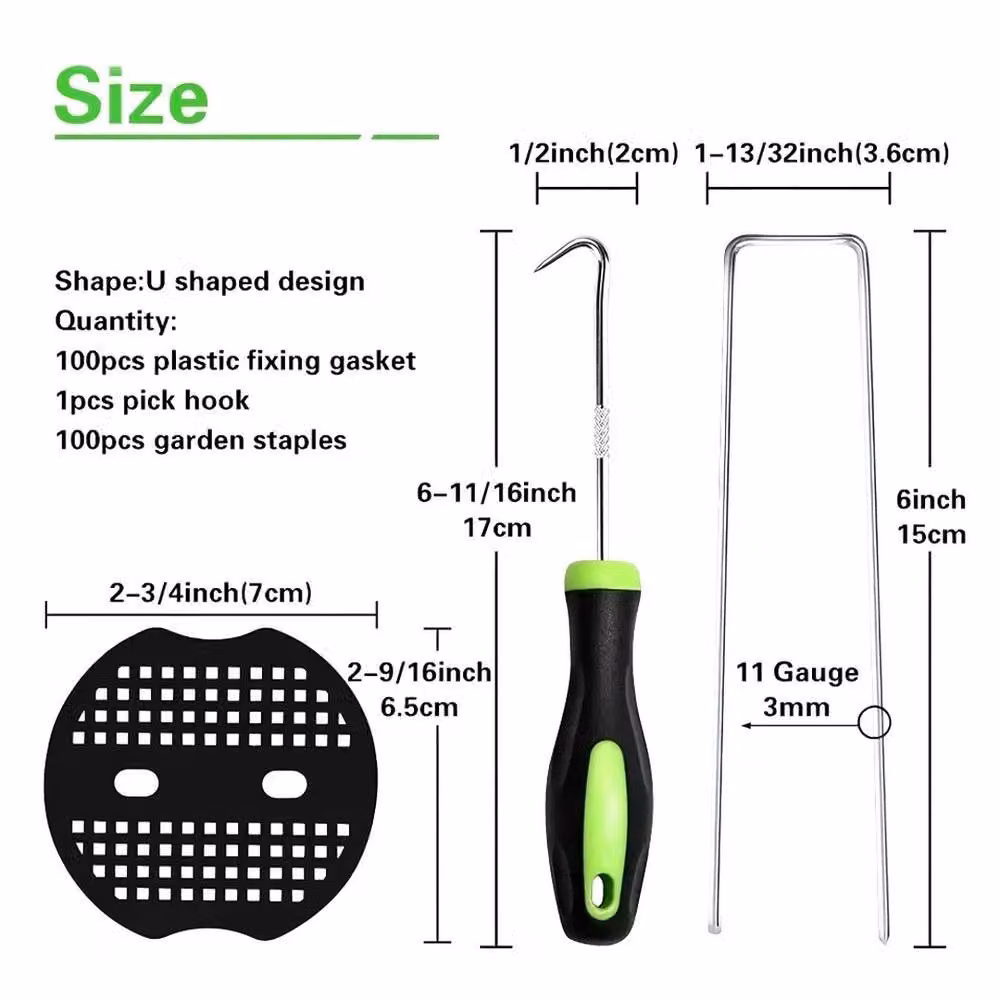 SPETLEK 200 Weed Control Mat Membrane Pegs in Silver, Galvanised Steel, 100g – 2