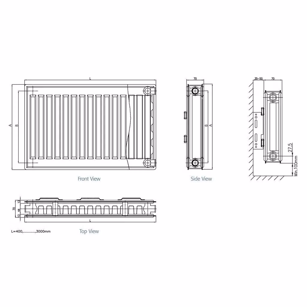 Clifton White Single Convector Panel Type 21 Radiator H 600 mm x W 700 mm – 2