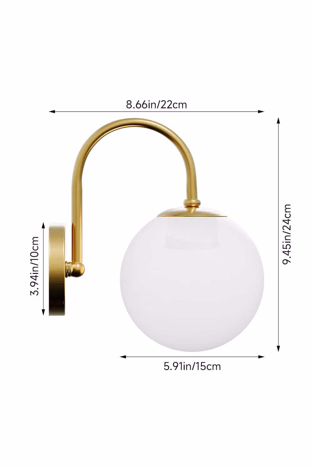 Living and Home Modern Gold Wall Lamp with Transparent Glass Sphere Shade – 2