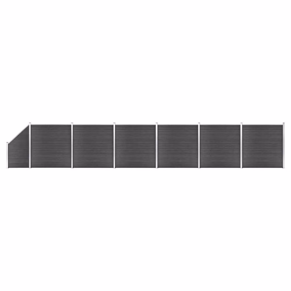 Berkfield Home WPC Fence Panel Set in Black, Width: 1138 cm – 2