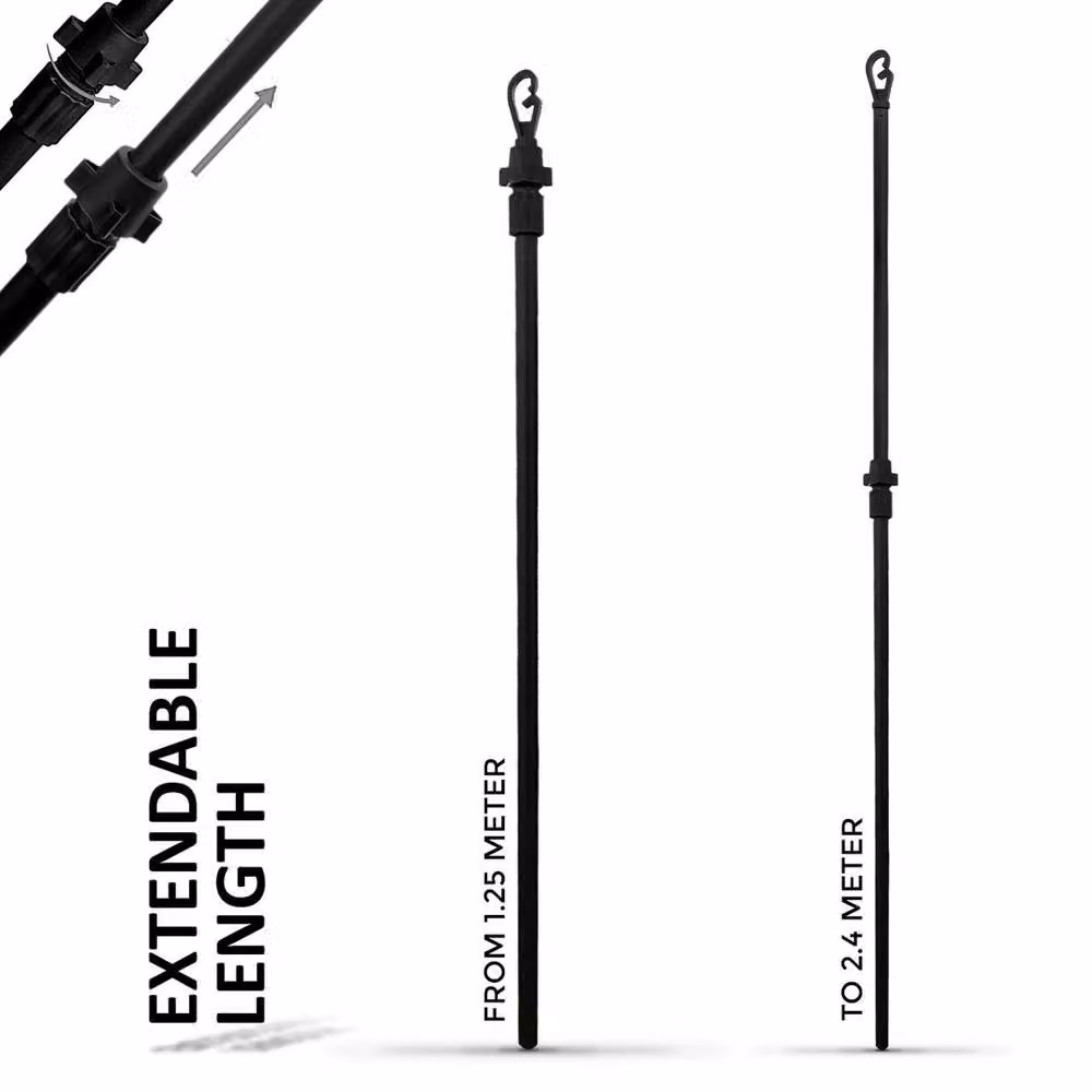 FLAVORA Black Galvanised Steel Extending Clothes Prop Washing Line Pole – 2