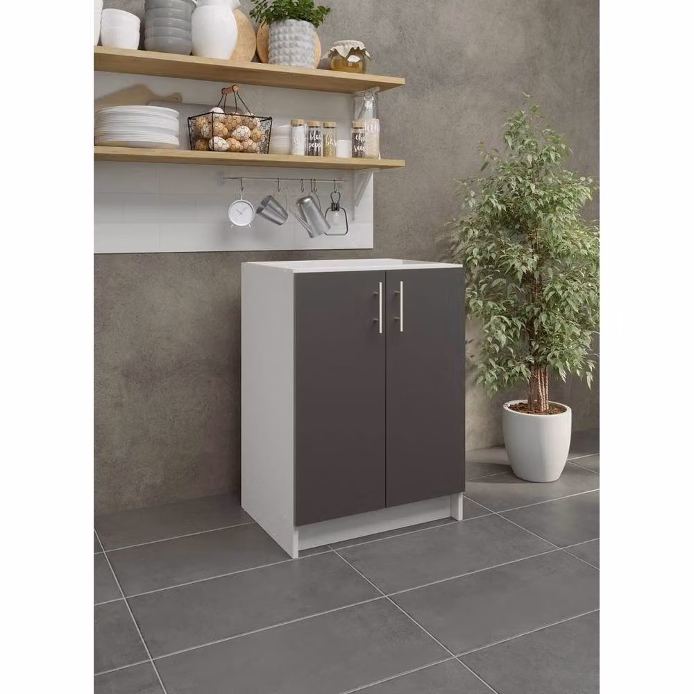 SPETLEK Modern Grey Matt Kitchen Base Unit with Hinged Doors and Internal Shelves – 3