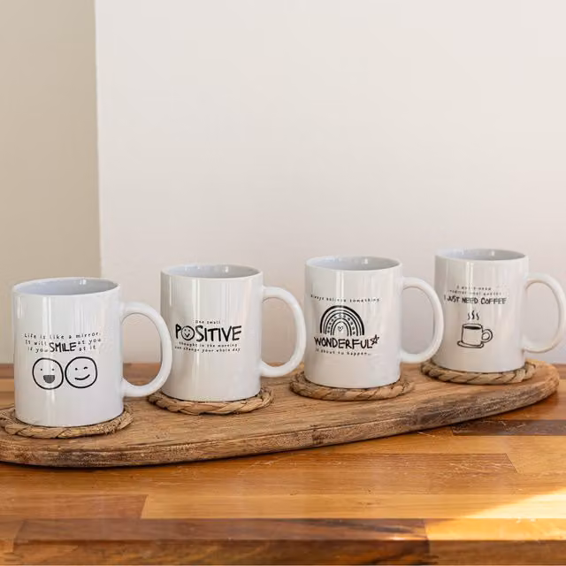 Marco Paul Set of 4 White Ceramic Mugs