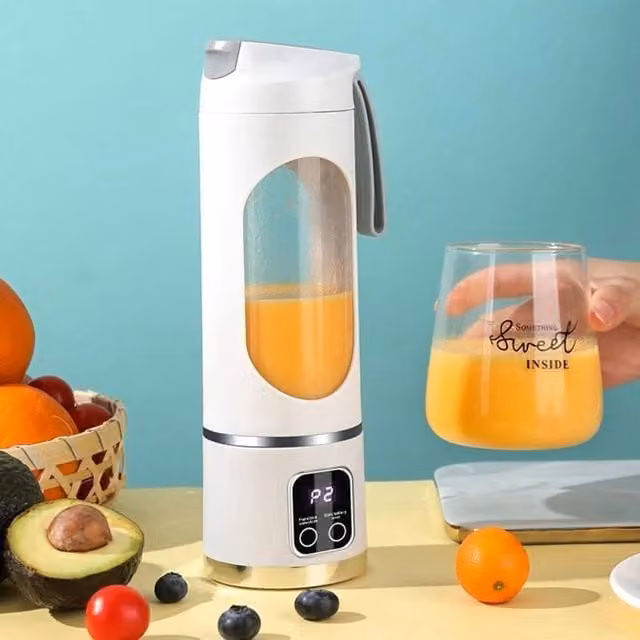 FLAVORA Portable USB Rechargeable Juicer, 450ml, White – 1