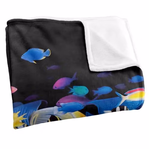 JQ Licensing Royce Mcclure Night Dive Tropical Fish Super Soft Fleece Throw Blanket, Multicolour, W/D/H: 91 x 147 cm – 3