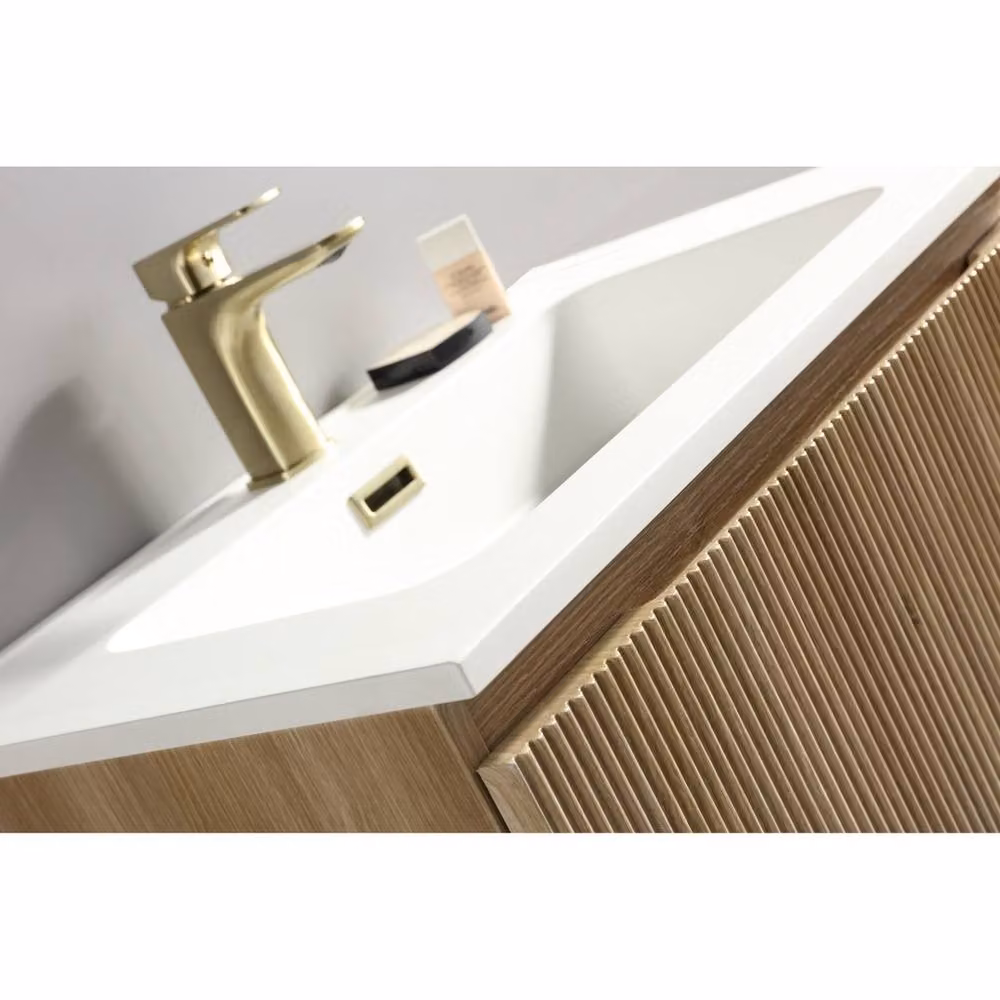 Bathroom Kingdom Flauto Oak Wall Hung Basin Drawer Vanity, Brown/Multicolour, Width: 80 cm – 2