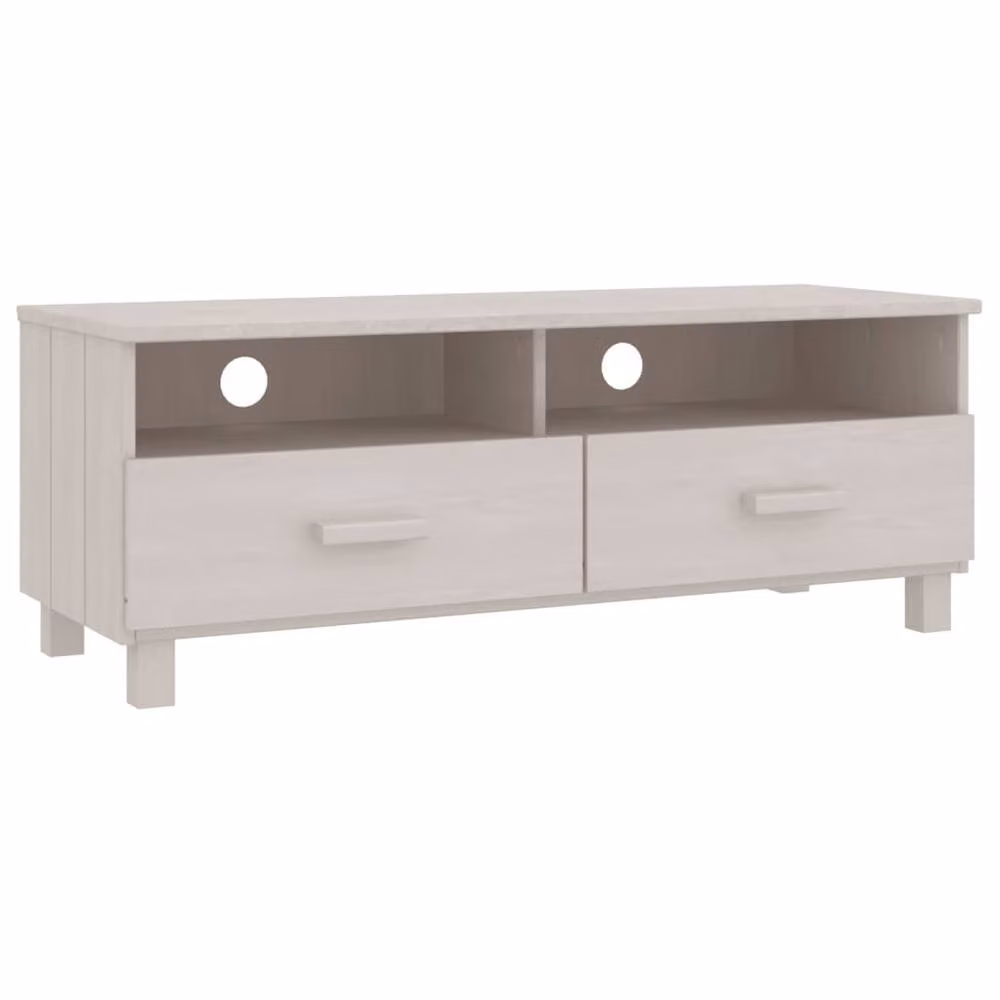 Berkfield Home HAMAR TV Cabinet in White Solid Pine Wood, W: 106 cm, D: 40 cm, H: 40 cm – 3