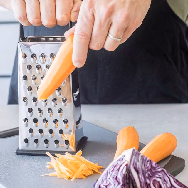 MasterClass Silver Stainless Steel Four Sided Rectangular Box Grater, 24.5 cm