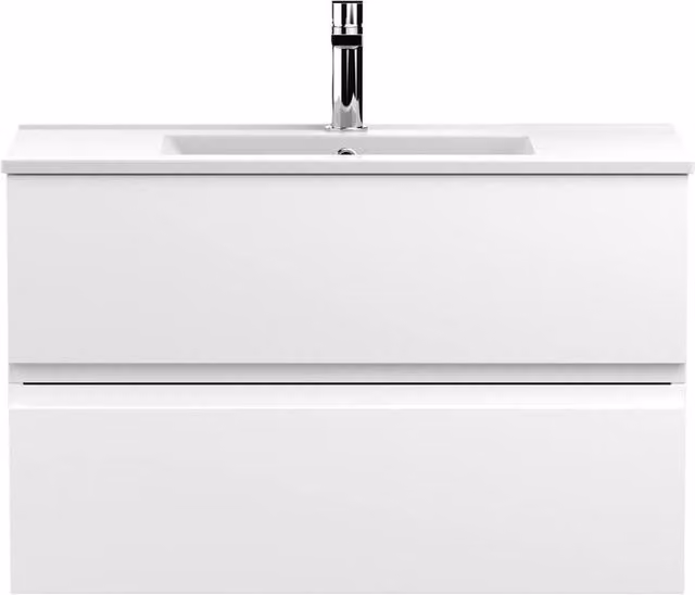 Balterley Mavesyn 2 Drawer Wall Hung Vanity Basin Unit, Satin White, Width: 80 cm