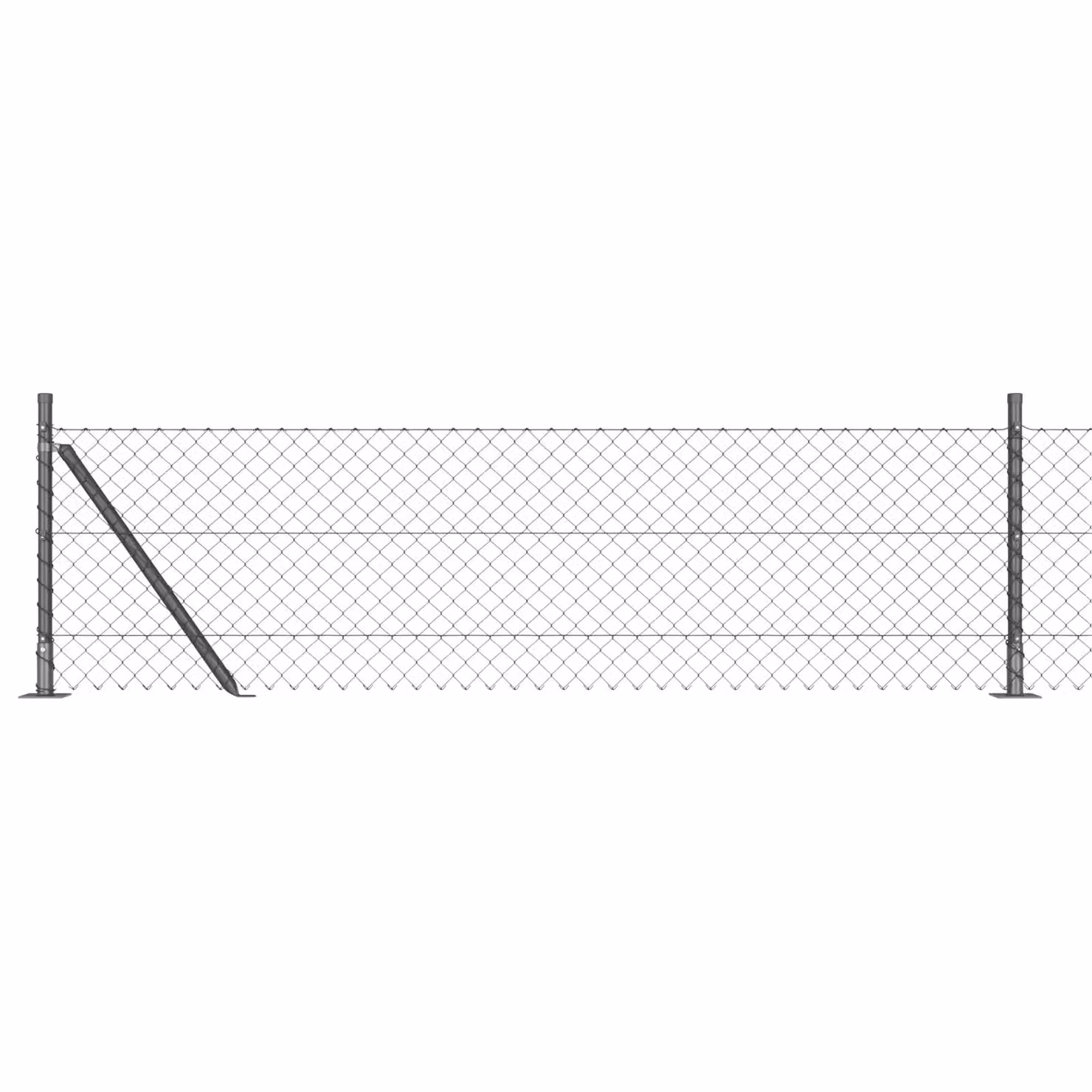 Berkfield Home Grey Galvanised Steel Chain Link Fence with 13 Flanged Posts, W: 0.4 m, L: 25 m – 2